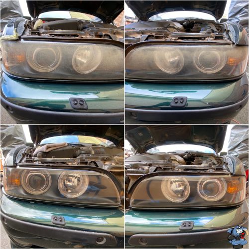 BMW E39 525i before and after headilght Restoration Perth