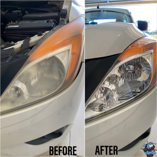 Nissan Almera before and after headilght Restoration Perth