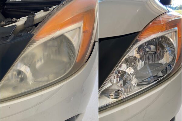 Nissan Almera before and after headilght Restoration Perth