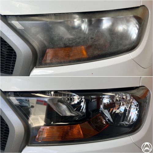 Ford Everest before and after headilght Restoration Perth