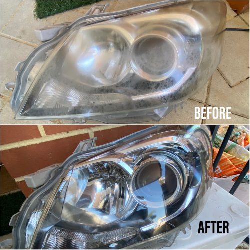 before and after headilght Restoration Perth