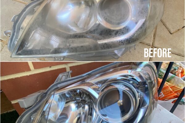 before and after headilght Restoration Perth