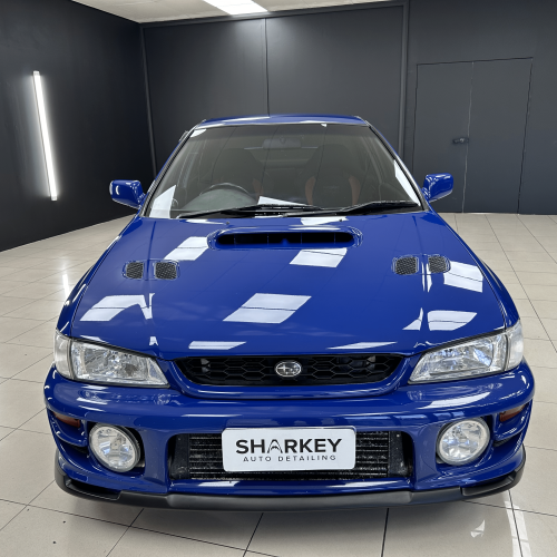 Blue Subaru paint protection work by Sharkey auto detailing perth